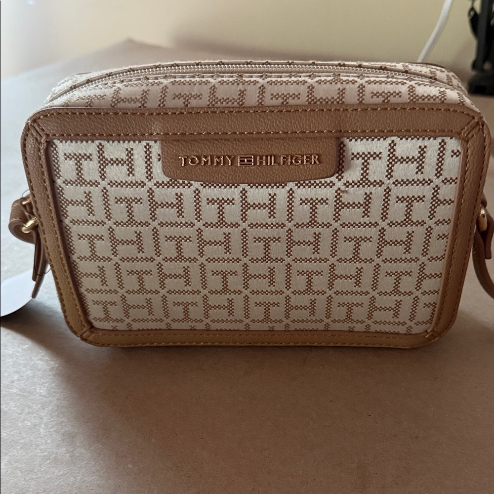 Tommy Hilfiger Brown and Cream Crossbody Bag